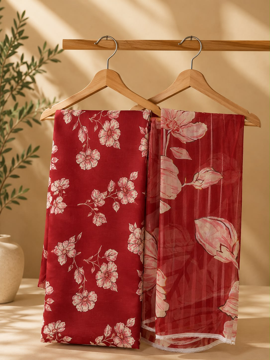 3-Piece Cherry Blossom Print Lawn Suit with Chiffon Dupatta | Asia Collections