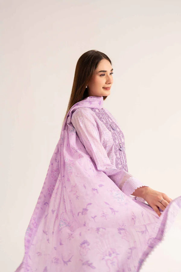 Lilac Broche Digital Printed Jacquard 3-Piece Suit-Asia Collections