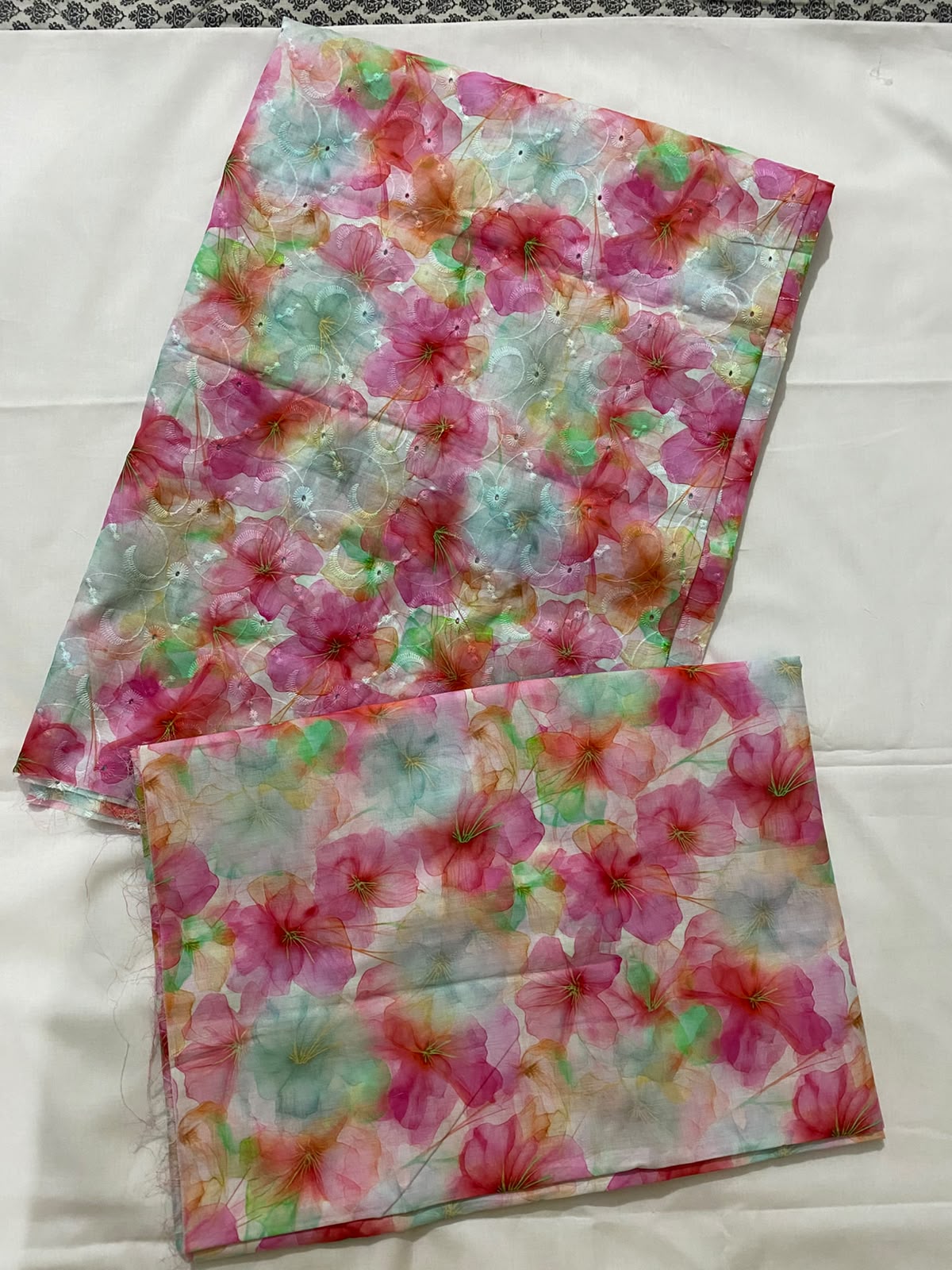 2-Piece Embroidered Soft Lawn Suit with Printed Trouser