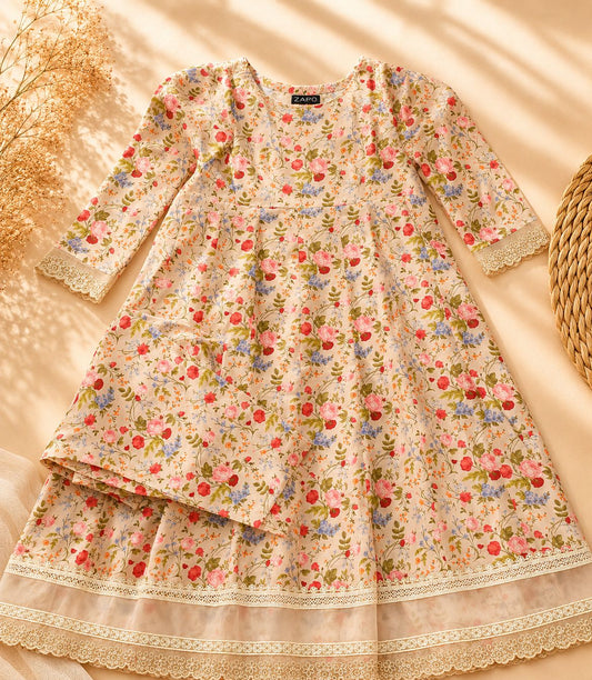 2-Piece Ready to Wear Floral Garden Print Lawn Frock with Printed Trouser | Asia Collections