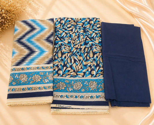 3-Piece Ikat Leaf Print Soft Lawn Suit with Printed Dupatta & Plain Trouser | Asia Collections